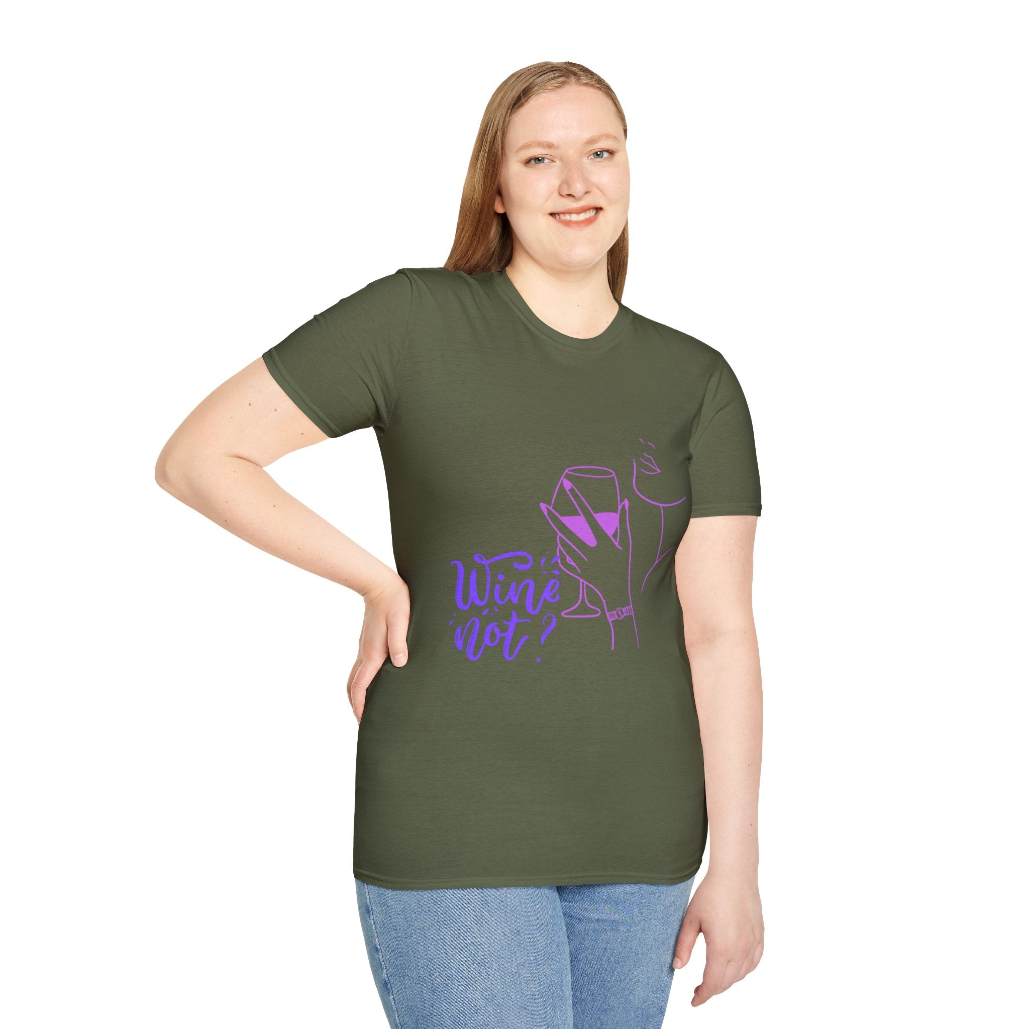 Wine Not? T-Shirt — Minimal Line Art Wine Glass Tee