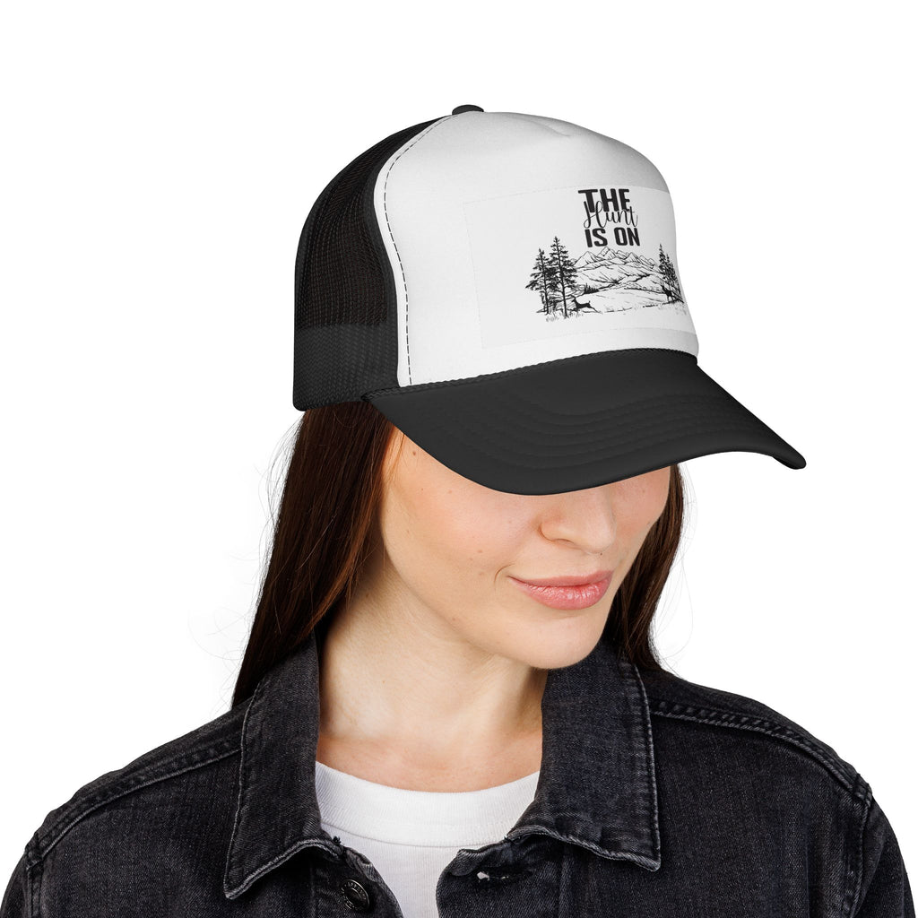 Trucker Cap — 'The Hunt Is On' Vintage Mountain Hunting Mesh Hat