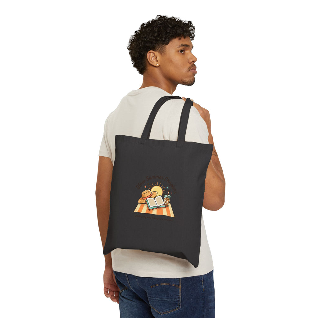 Sunny Beach Reads Tote, summer aesthetic coastal vibes, hand-drawn pastel canvas