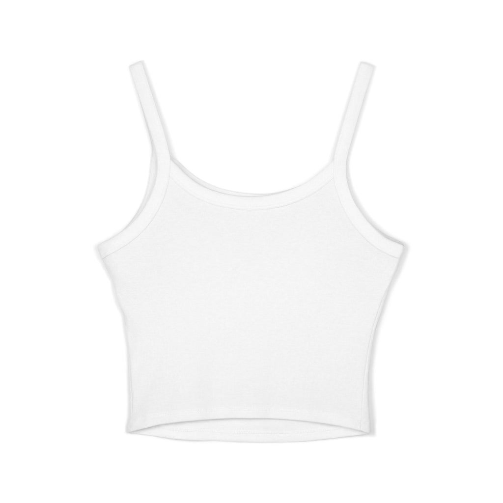Sarcasm University Crop Tank Top — Retro Palm Beach Graphic Spaghetti Strap