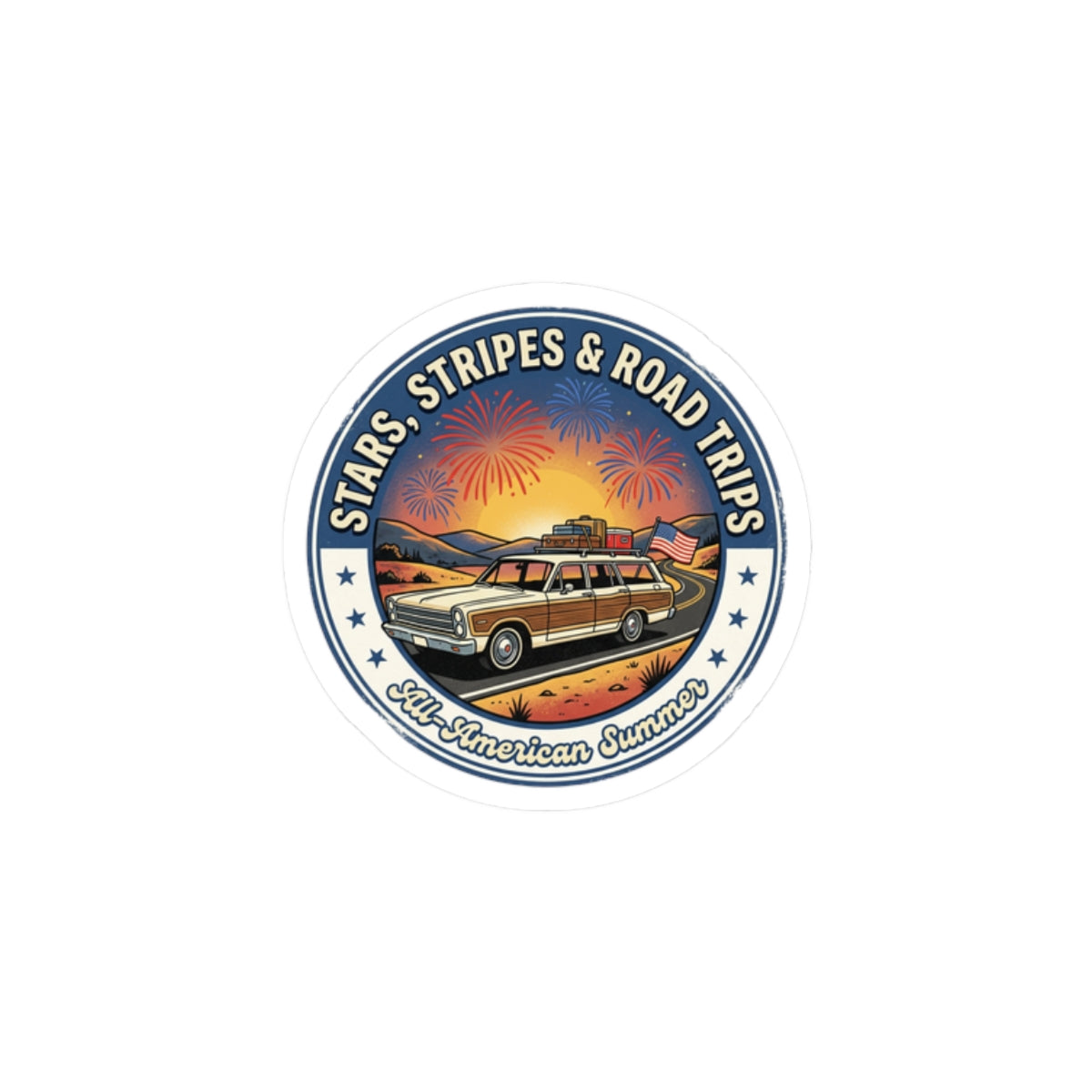 All-American Road Trip Kiss-Cut Stickers | vintage USA, red white blue