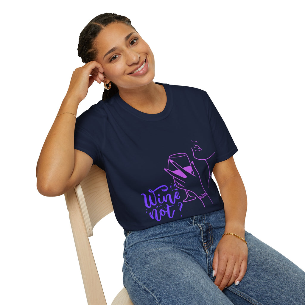 Wine Not? T-Shirt — Minimal Line Art Wine Glass Tee