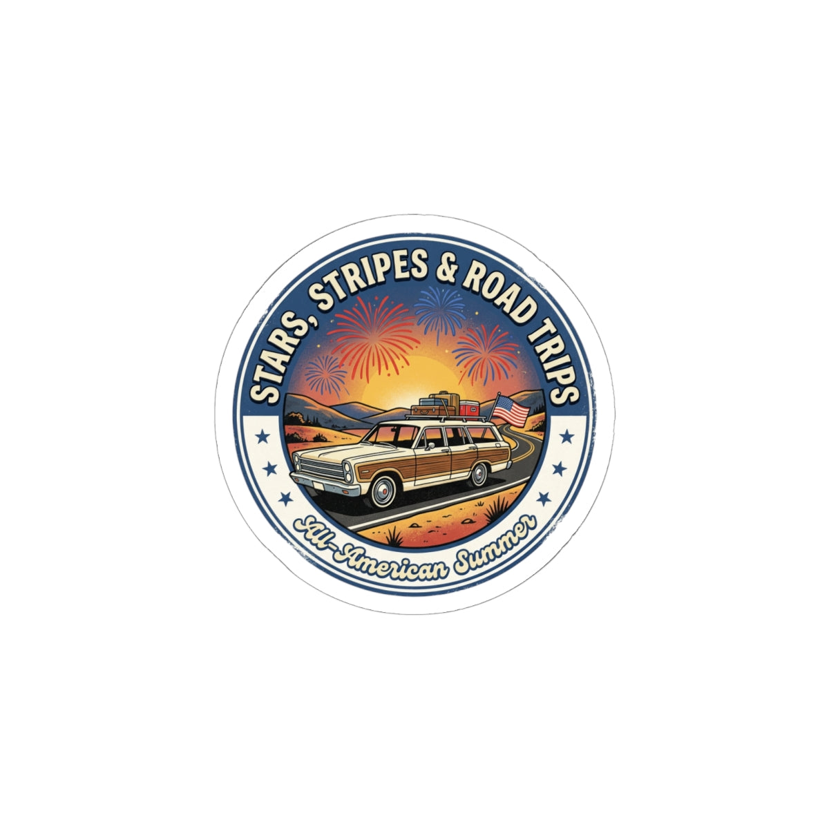 All-American Road Trip Kiss-Cut Stickers | vintage USA, red white blue