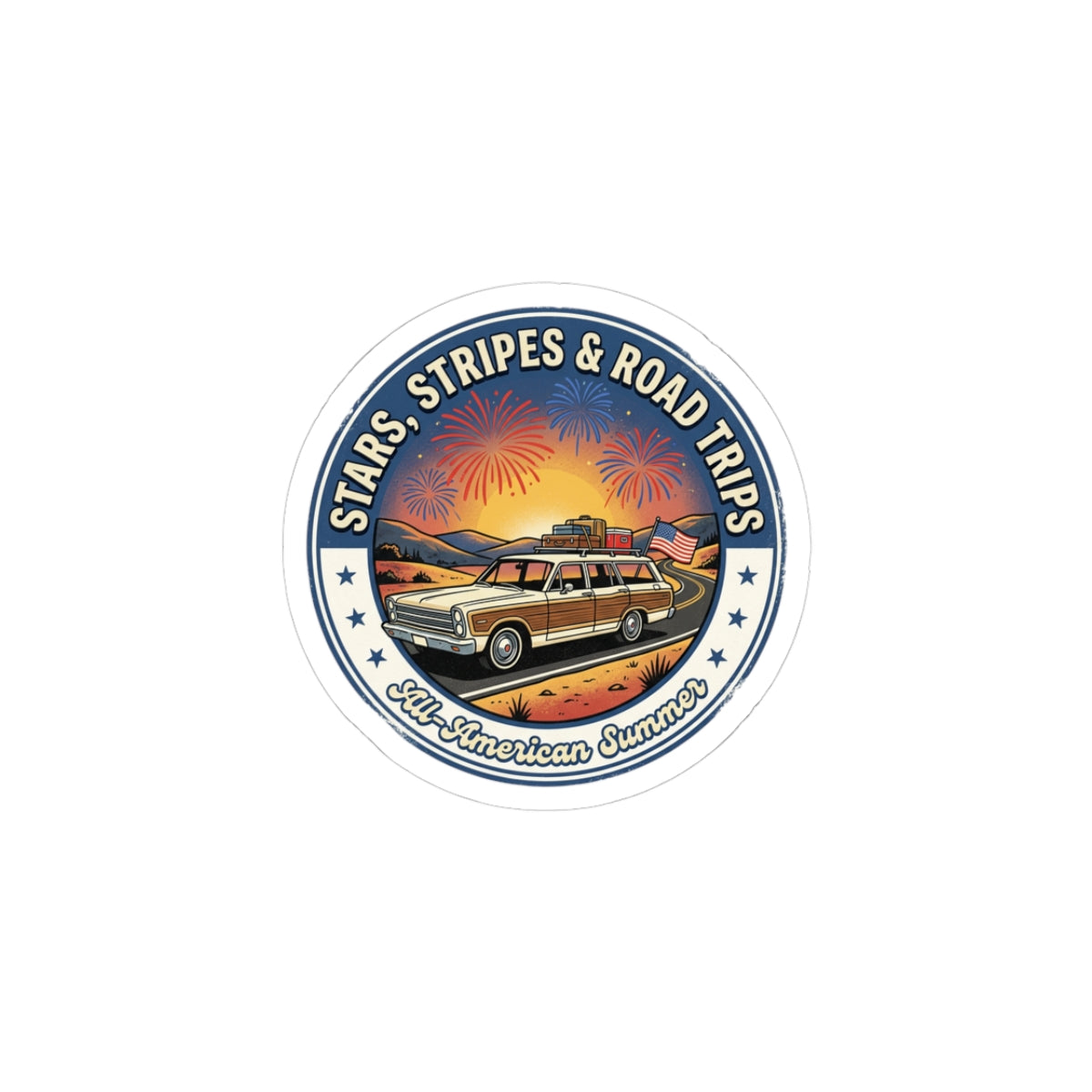 All-American Road Trip Kiss-Cut Stickers | vintage USA, red white blue