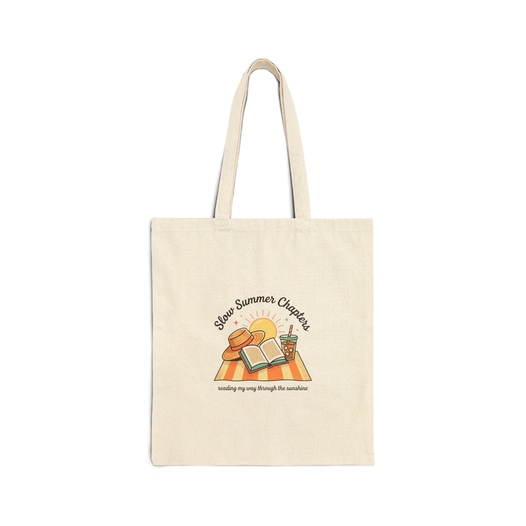 Sunny Beach Reads Tote, summer aesthetic coastal vibes, hand-drawn pastel canvas