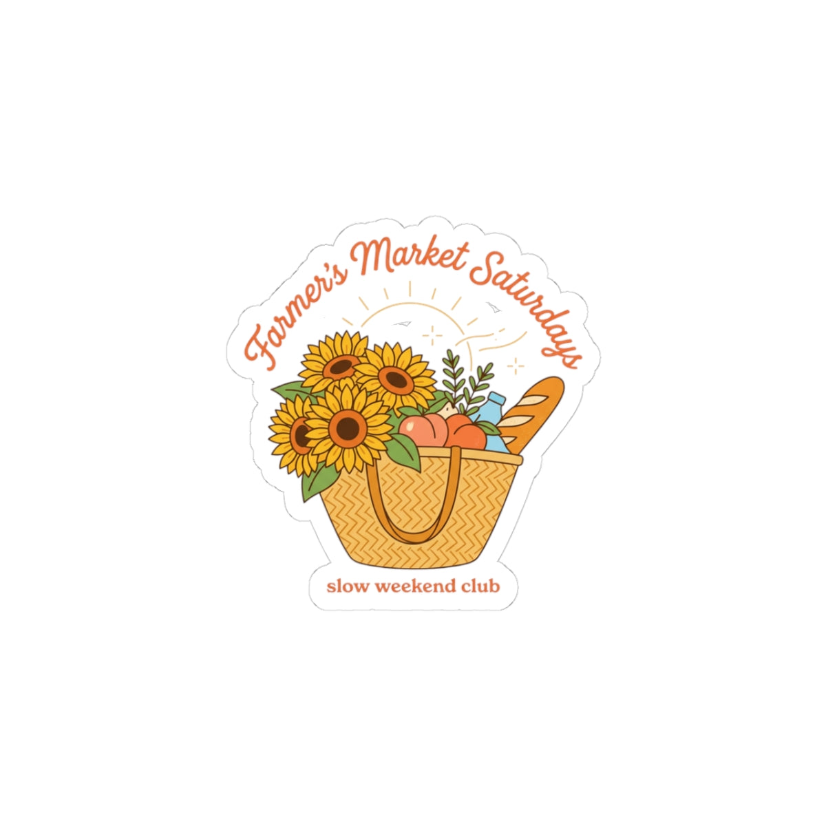 Farmers Market Basket Kiss-Cut Stickers | summer aesthetic, hand-drawn