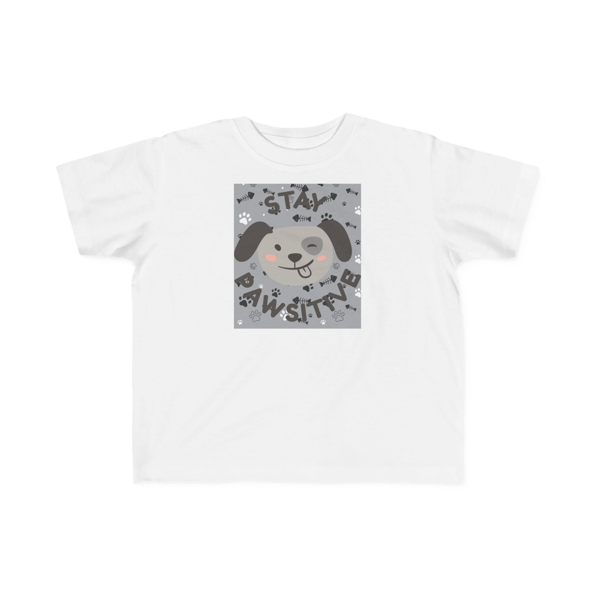 Stay Pawsitive Toddler T‑Shirt — Cute Dog Graphic Tee for Kids
