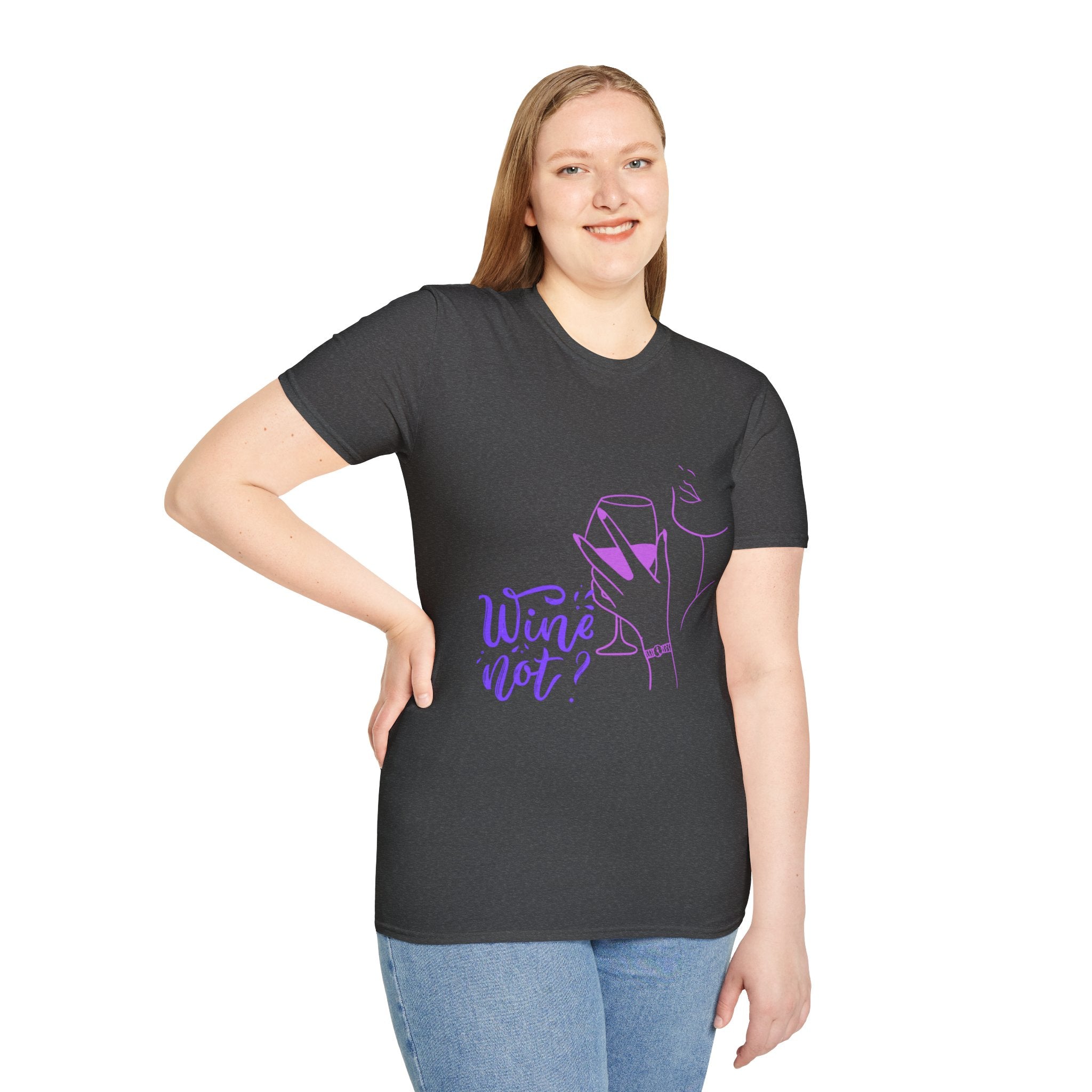 Wine Not? T-Shirt — Minimal Line Art Wine Glass Tee
