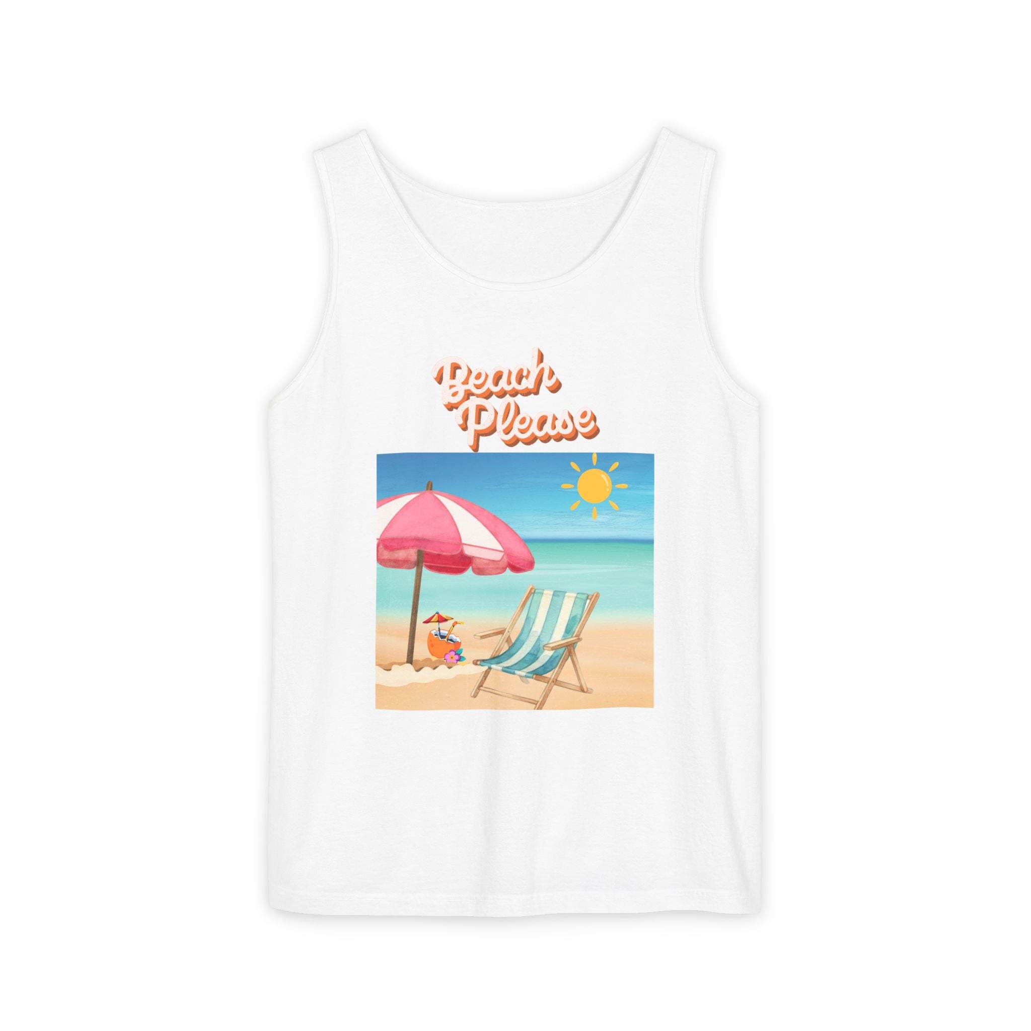 Beach Please Tank Top — Retro Summer Beach Scene