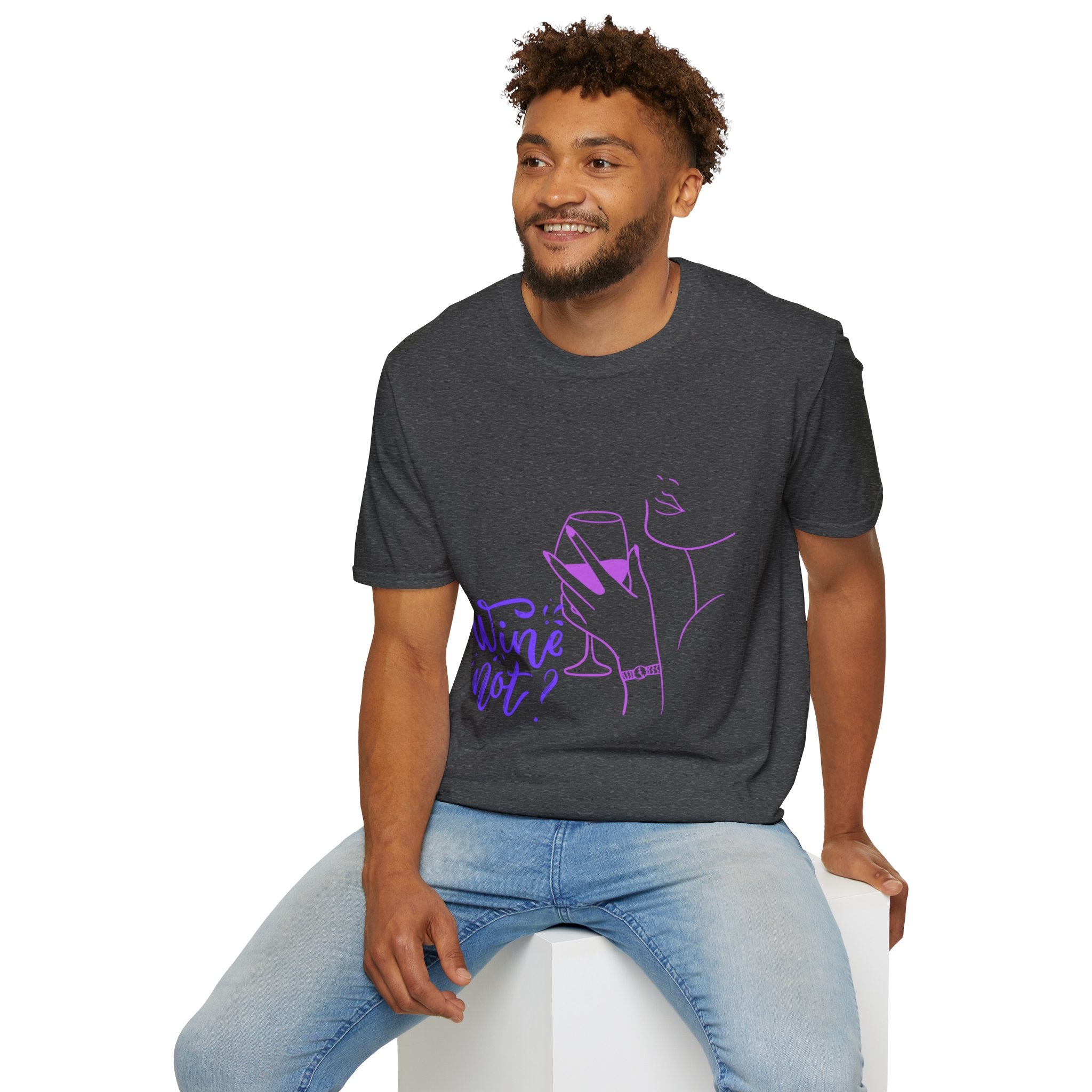 Wine Not? T-Shirt — Minimal Line Art Wine Glass Tee