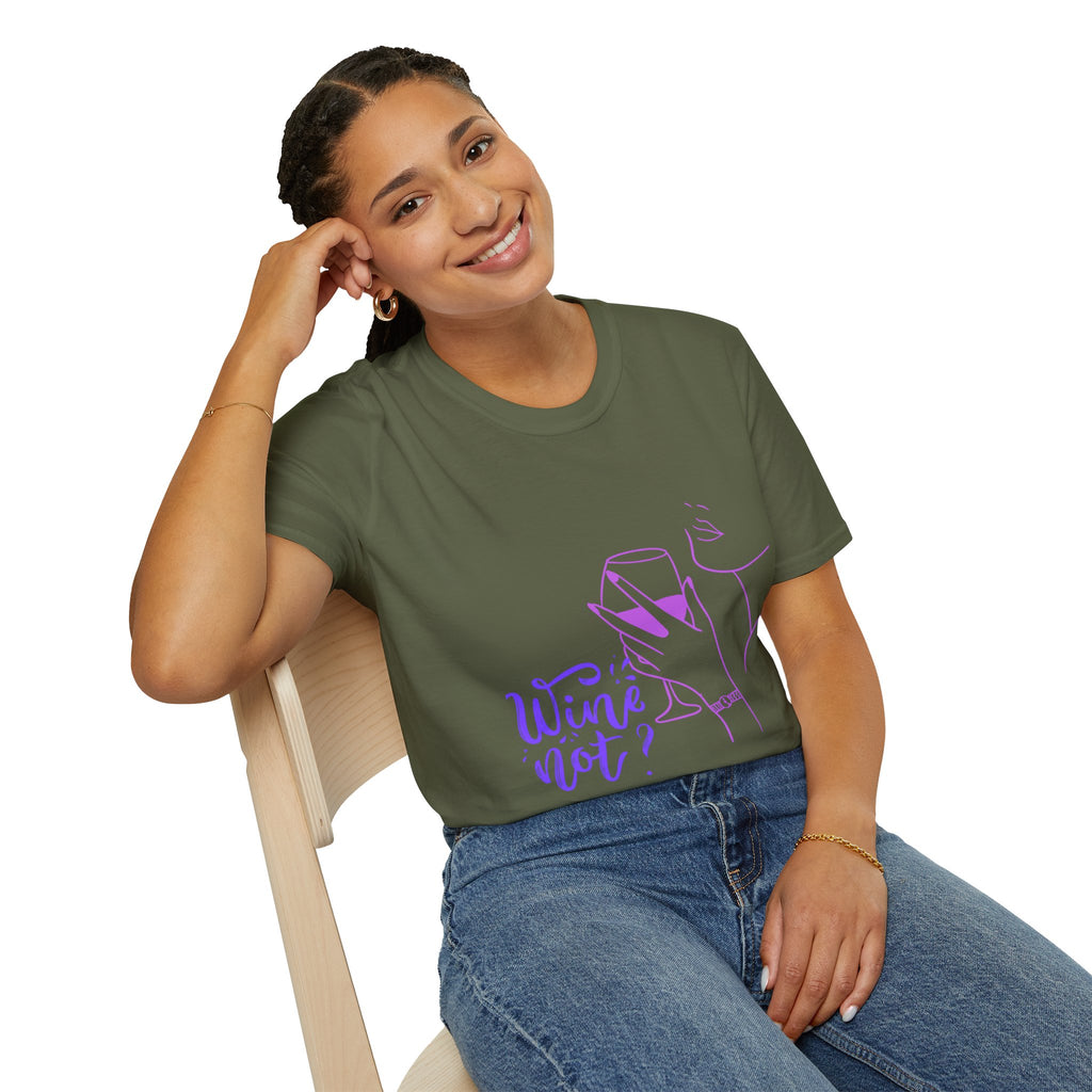 Wine Not? T-Shirt — Minimal Line Art Wine Glass Tee