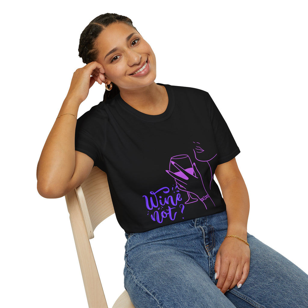 Wine Not? T-Shirt — Minimal Line Art Wine Glass Tee