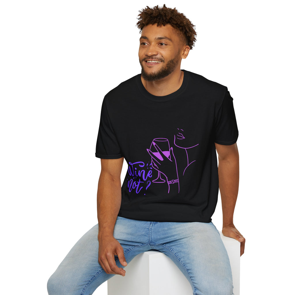 Wine Not? T-Shirt — Minimal Line Art Wine Glass Tee