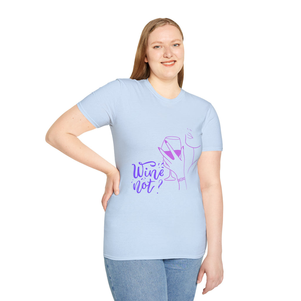 Wine Not? T-Shirt — Minimal Line Art Wine Glass Tee