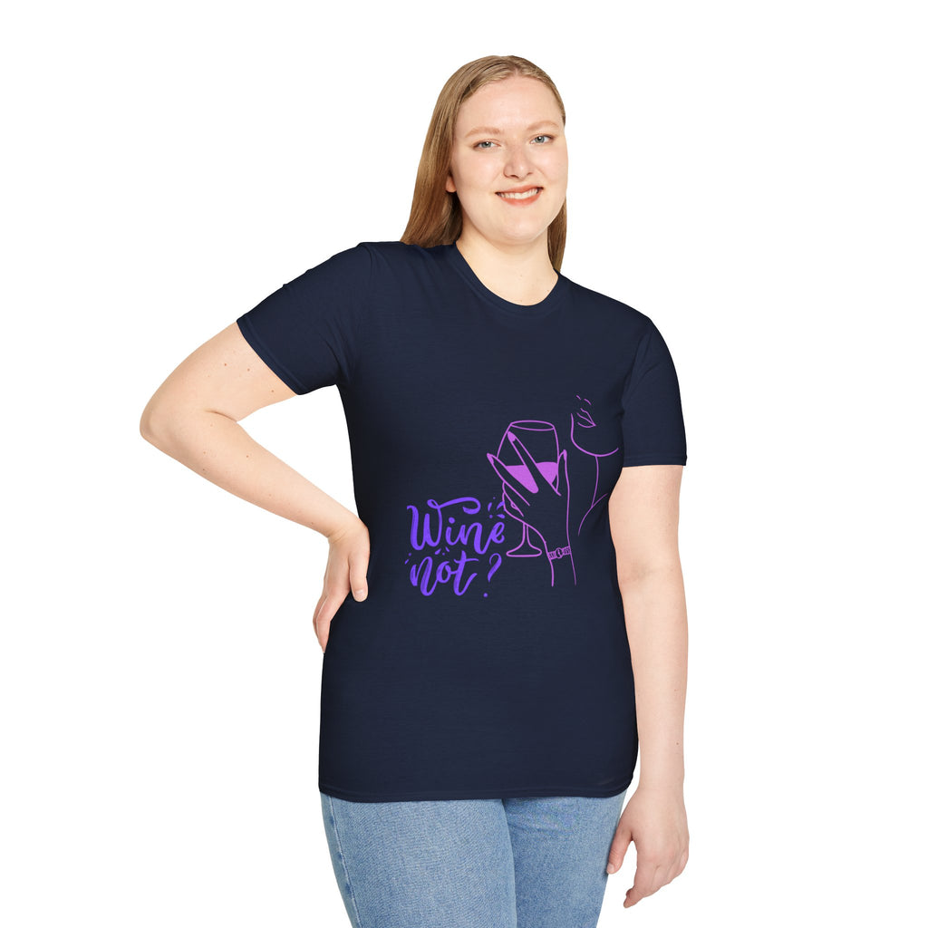 Wine Not? T-Shirt — Minimal Line Art Wine Glass Tee