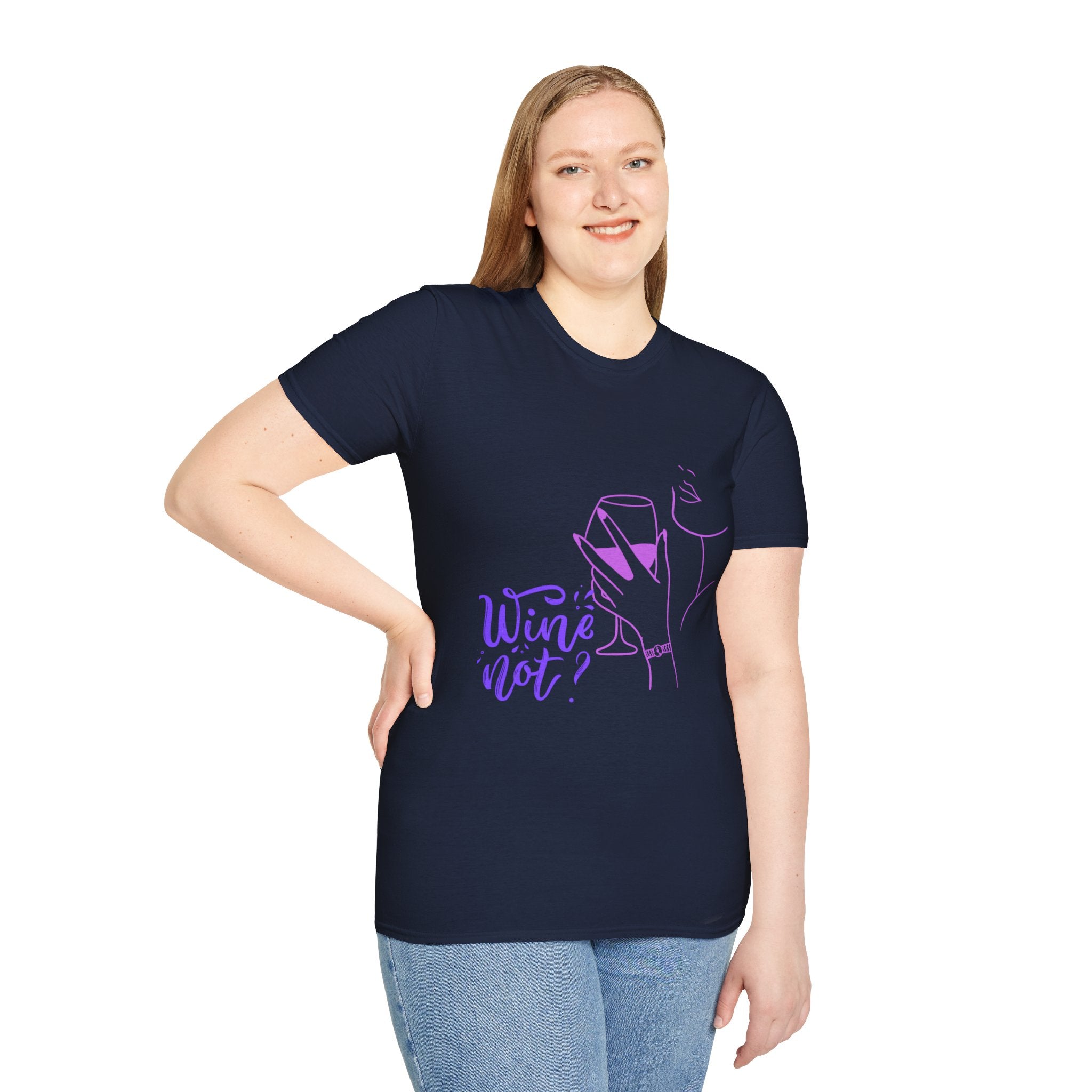 Wine Not? T-Shirt — Minimal Line Art Wine Glass Tee