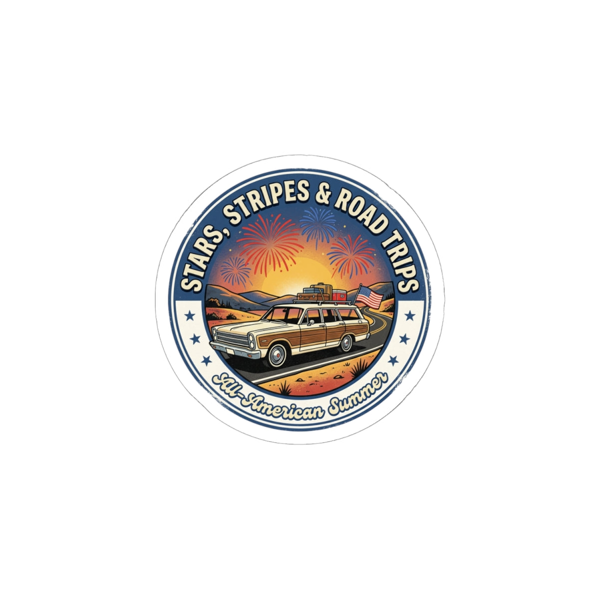 All-American Road Trip Kiss-Cut Stickers | vintage USA, red white blue