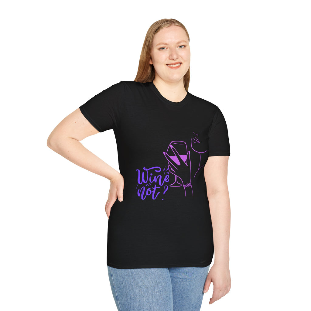 Wine Not? T-Shirt — Minimal Line Art Wine Glass Tee